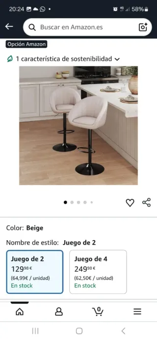 Set di 2 sedie vintage beige