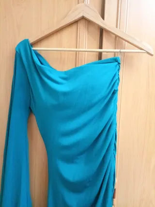 Vestido azul una mang Talla única