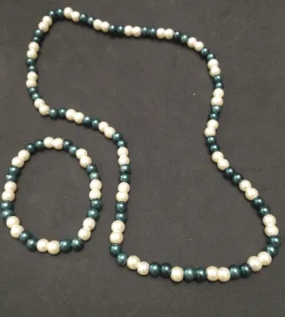Conjunto collar y pulsera perlas