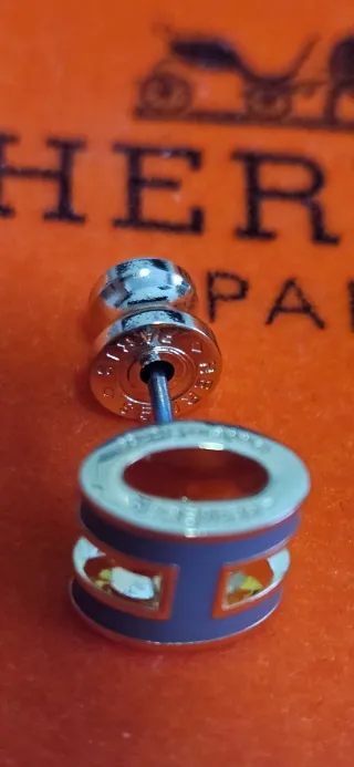 Pendientes Hermès H Dorados y Gris