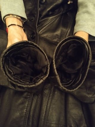 Giacca in pelle con cappuccio