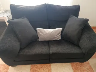 Sofá 3+2 plazas tela rústika negro