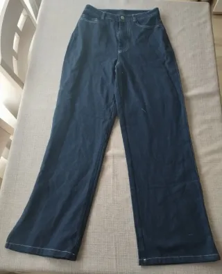 Pantalón vaquero mujer ancho azul, talla s.