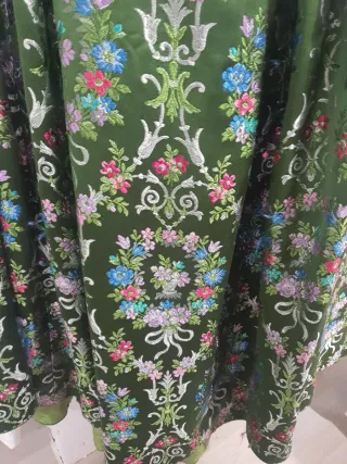 Falda y tela corpiño fallera verde oliva