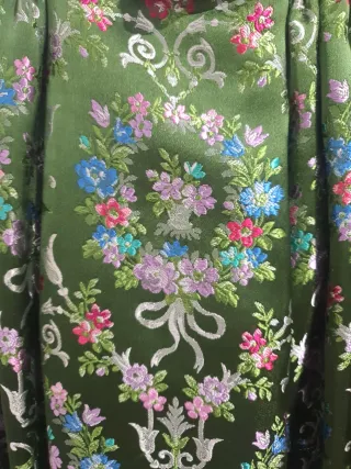 Falda y tela corpiño fallera verde oliva