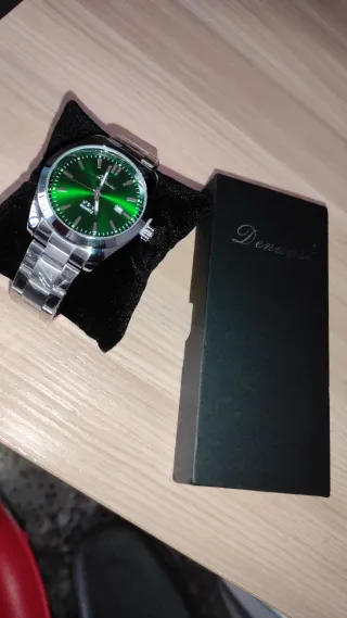 Reloj Denwasi Hombre Verde y Plateado