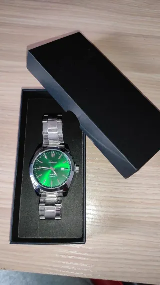 Reloj Denwasi Hombre Verde y Plateado