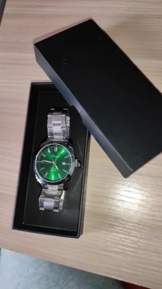 Reloj Denwasi Hombre Verde y Plateado