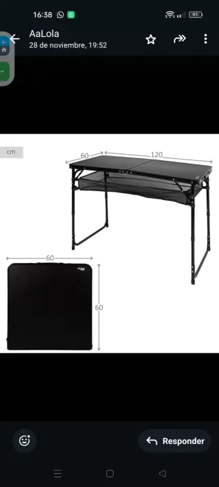 Mesa Camping Portátil Aluminio Aktive