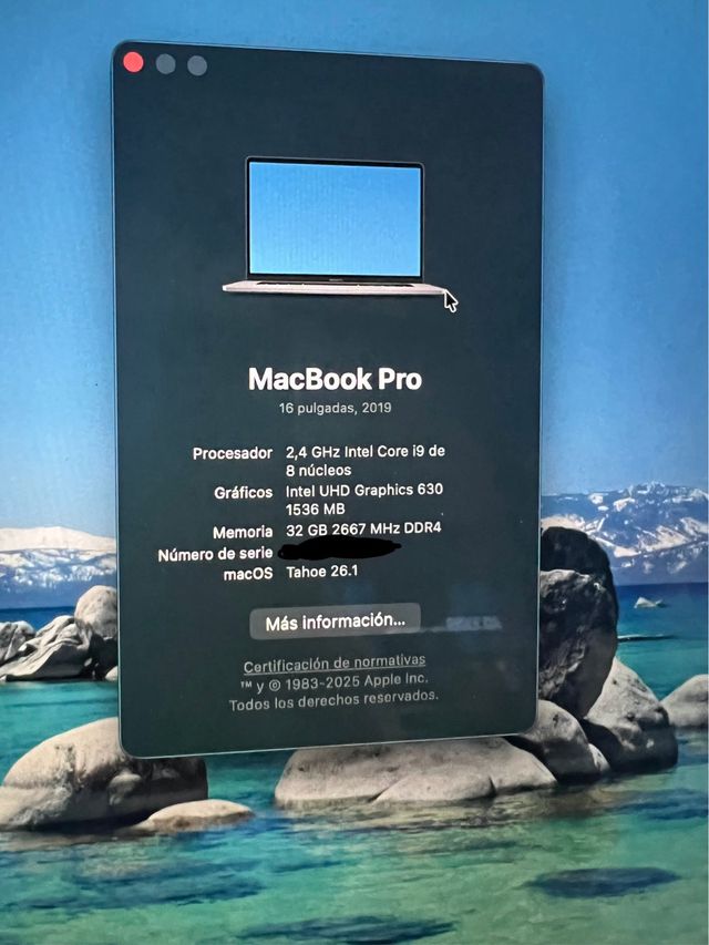 MacBook Pro 16” 2019 i9 8 núcleos 2TB SSD 32gb RAM