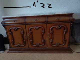 Mueble madera. Aparador Taquillón Madera Mármol