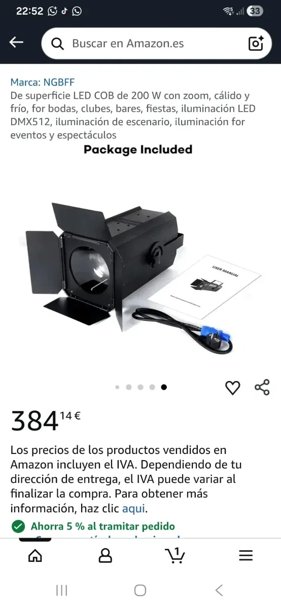 Foco LED COB 200W Zoom Cálido/Frío Eventos