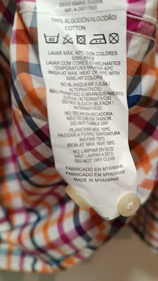 Camisa cuadros Easy Wear Talla S Hombre