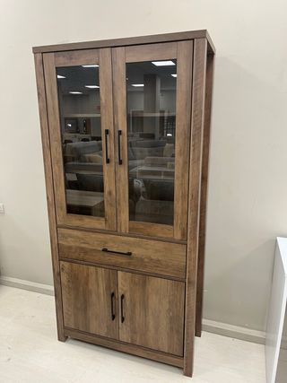 Vitrina Rústica Nogal 2 Puertas