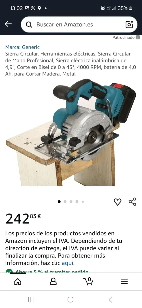 Sierra Circular Eléctrica Inalámbrica