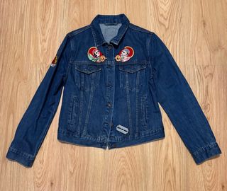 Cazadora vaquera azul parches La Barbuda.Talla M-L