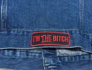 Cazadora vaquera azul parches La Barbuda.Talla M-L