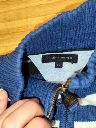 Suéter Tommy Hilfiger Rayas Cremallera Azul