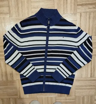 Suéter Tommy Hilfiger Rayas Cremallera Azul
