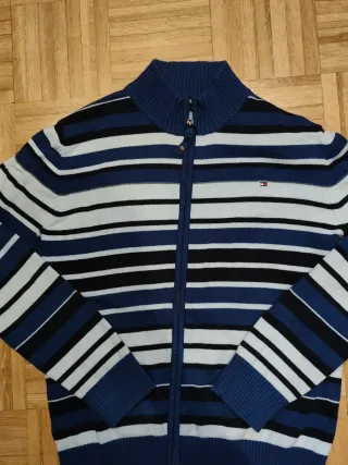 Suéter Tommy Hilfiger Rayas Cremallera Azul