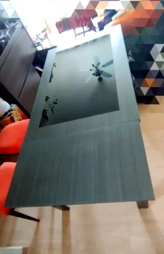 Tavolo da Pranzo in Legno e Vetro Estensibile