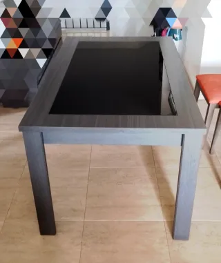 Tavolo da Pranzo in Legno e Vetro Estensibile