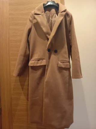 Gabardina larga mujer beige