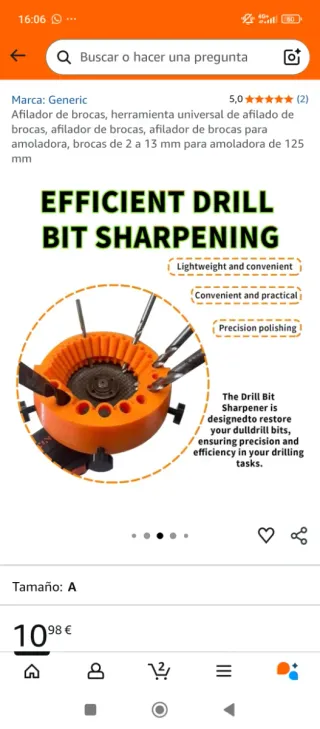 Afinador de brocas manual naranja