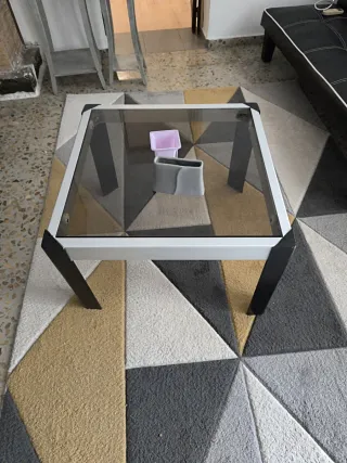 Mesa de centro cristal y metal