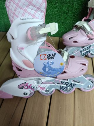 Krafwin Supreme Style - Patines Ajustables para niña, Color Amarillo