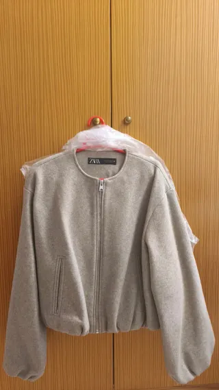 Chaqueta Zara Lana Gris Talla XS