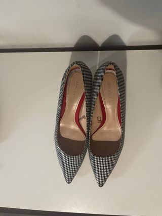 Zapatos de tacón estampado pata de gallo