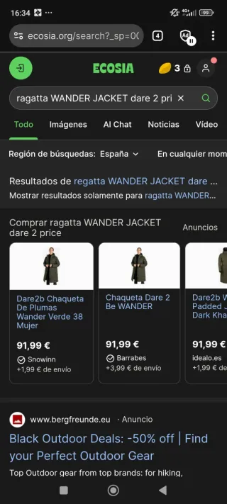 Abrigo Ragatta Negro Talla 40