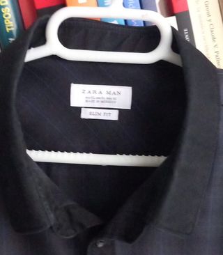 Camisa Zara Man Slim Fit Negra Talla XL