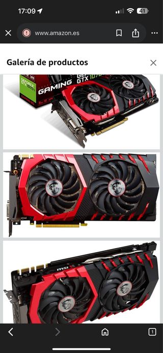Tarjeta Gráfica GTX 1070 8GB MSI DDR5