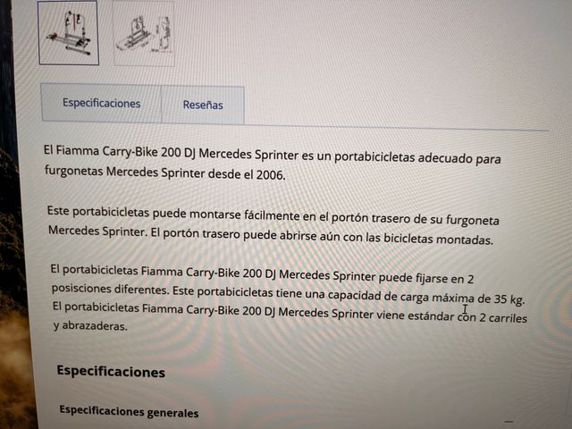 Portabicicletas Fiamma Sprinter Mercedes