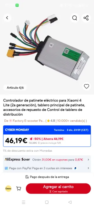 Controlador Patinete Eléctrico Xiaomi 4 Lite