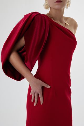 Vestido mini rojo asimétrico