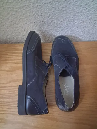 Zapatos de ante azul mujer