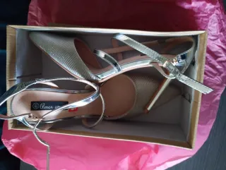 Zapatos Elegantes de tacones,plateados brillant