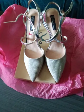 Zapatos Elegantes de tacones,plateados brillant
