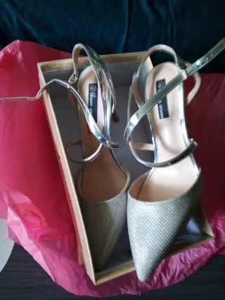 Zapatos Elegantes de tacones,plateados brillant