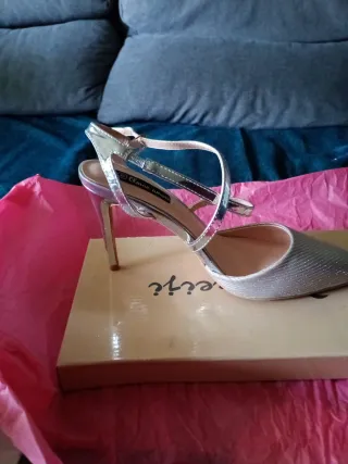 Zapatos Elegantes de tacones,plateados brillant