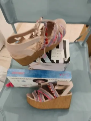 Sandalias cuña mujer multicolor