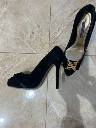 Zapatos de tacón Ralph Lauren negros y dorados