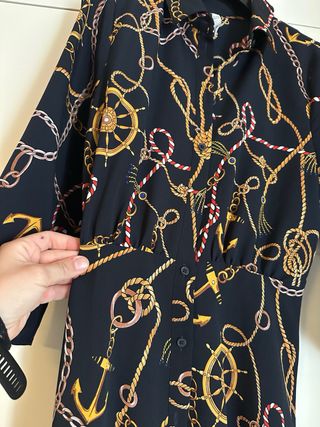 Vestido Mango Estampado Náutico Talla M