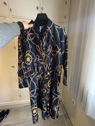 Vestido Mango Estampado Náutico Talla M