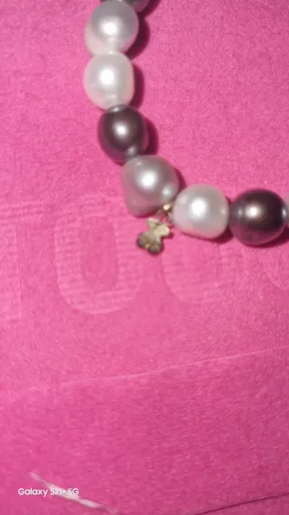 Pulsera Tous perlas gris y blanco