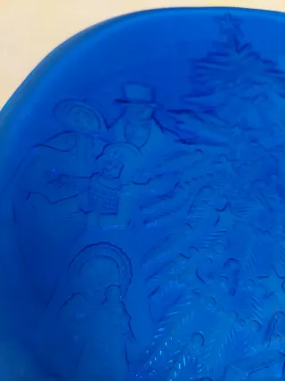 Piatto centrotavola in vetro blu anno 2000