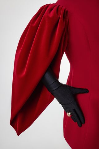 Traje chaqueta y pantalón terciopelo rojo